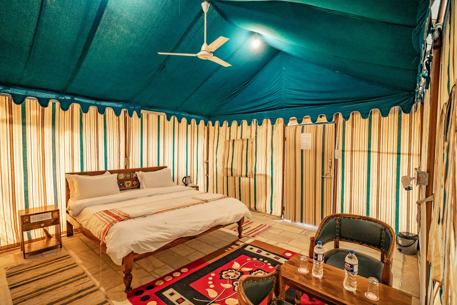 Tent room with green canopy