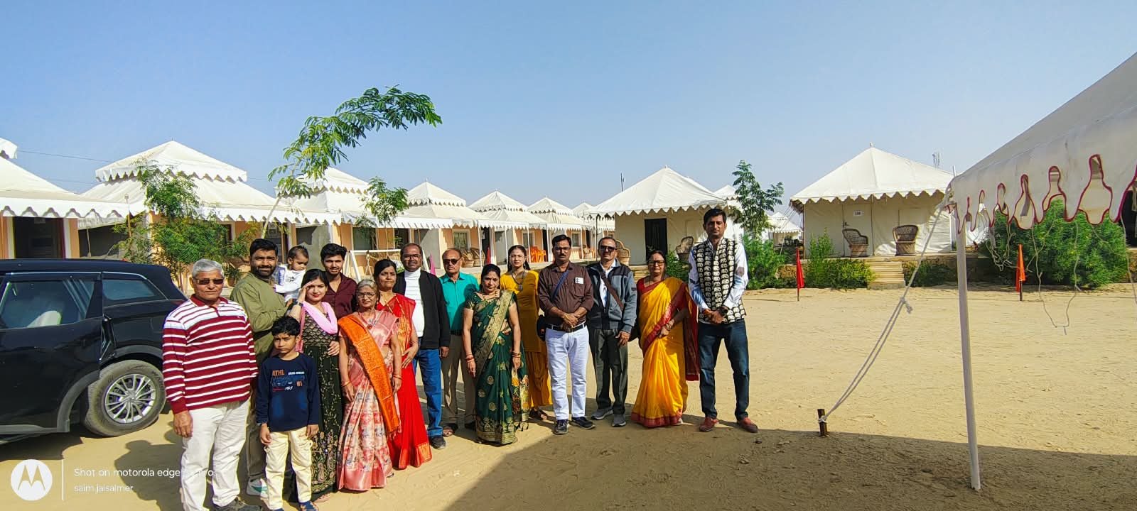 Large family at a Sam desert camp