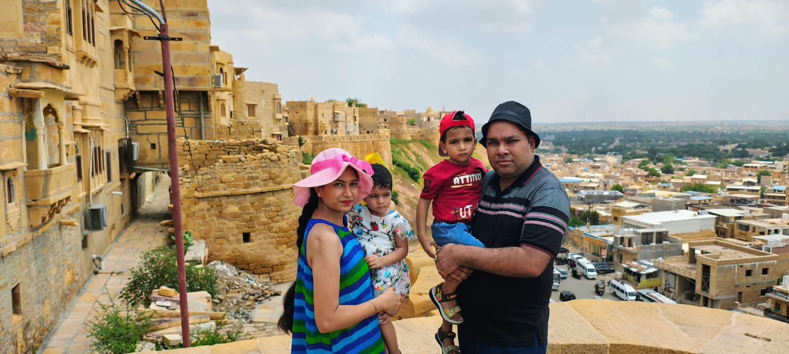 Family on the fort ramparts